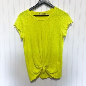 Michael Stars Yellow Raw Edge Knot Front Tee OS